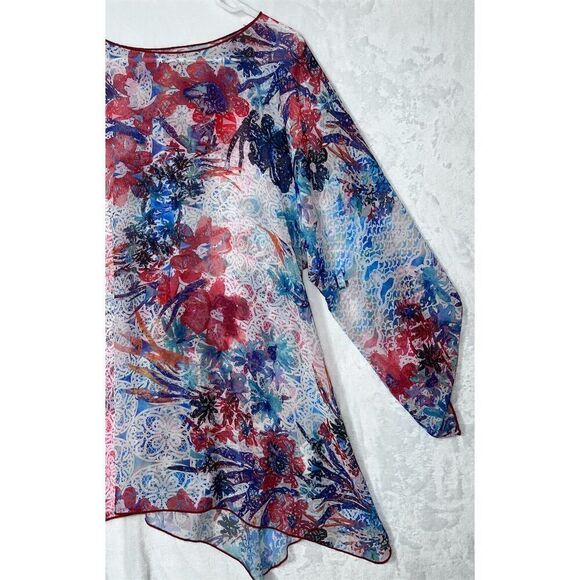 Yon Design Women's Floral Asymmetrical Hem Blouse Size S Multicolor - Picture 7 of 9